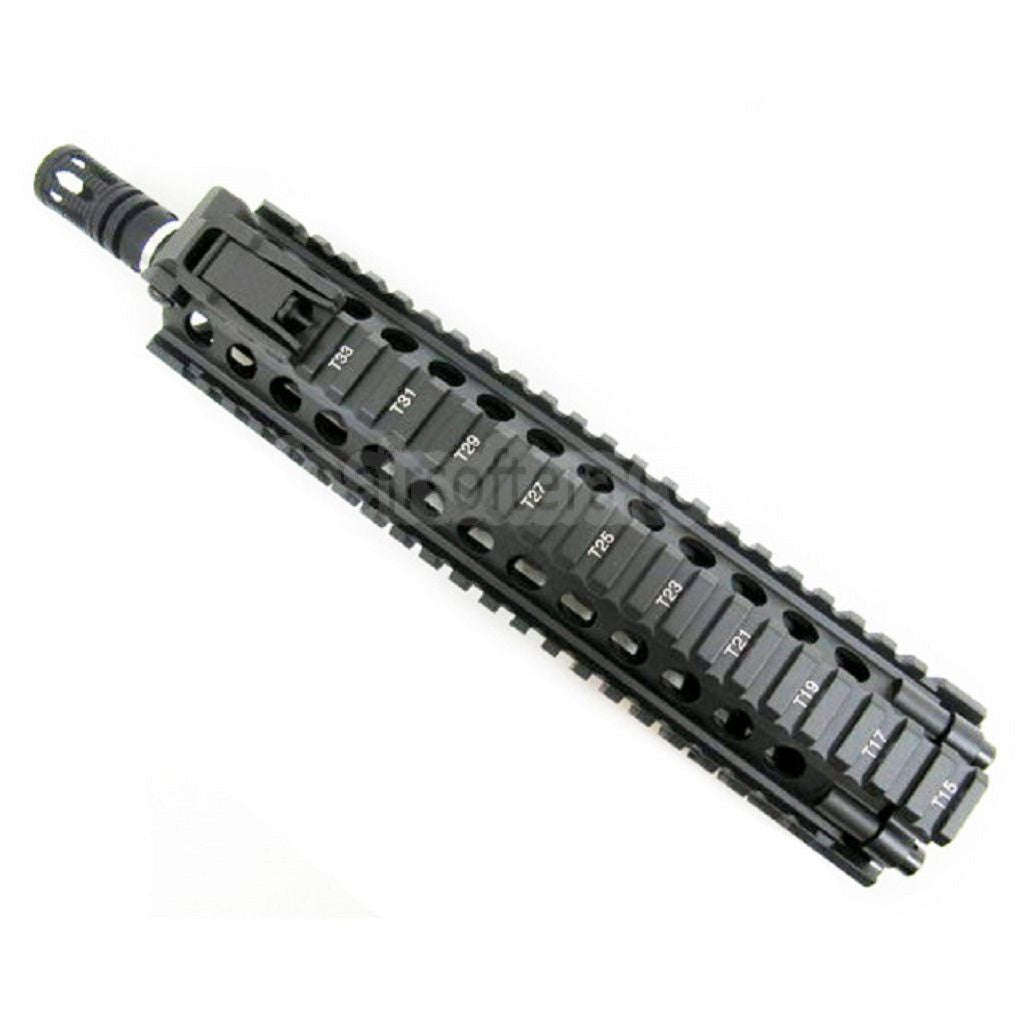 E&C CNCアルミ M18 RASフロントセットハンドガードレールシステム 9インチアウターバレル付き M4 M16 M18シリーズ AEGライフル用 ブラック