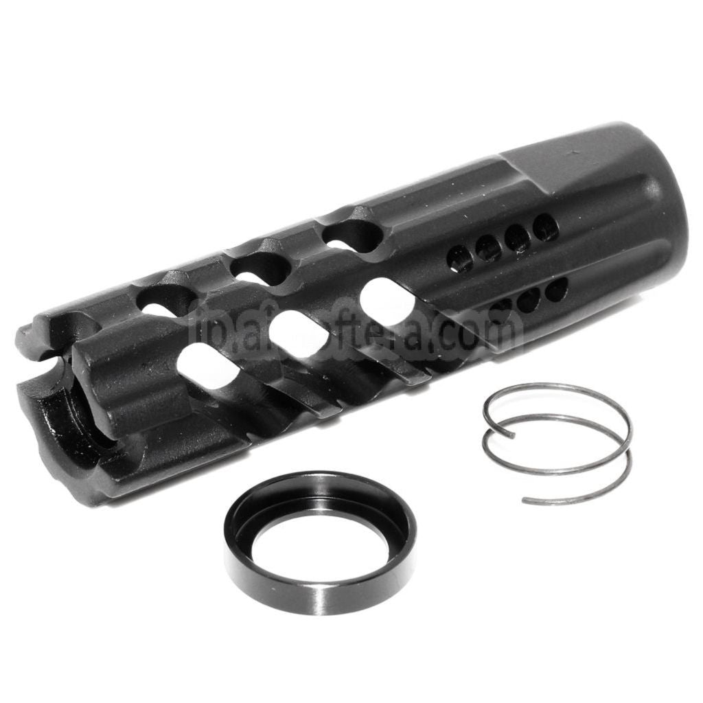 APS EMGライセンス取得 F1 FIREARMS ドラゴンスレイフェイス マズルブレーキ フラッシュハイダー -14mm 逆ネジ 反時計回りバレル ライフル エアソフト ブラック