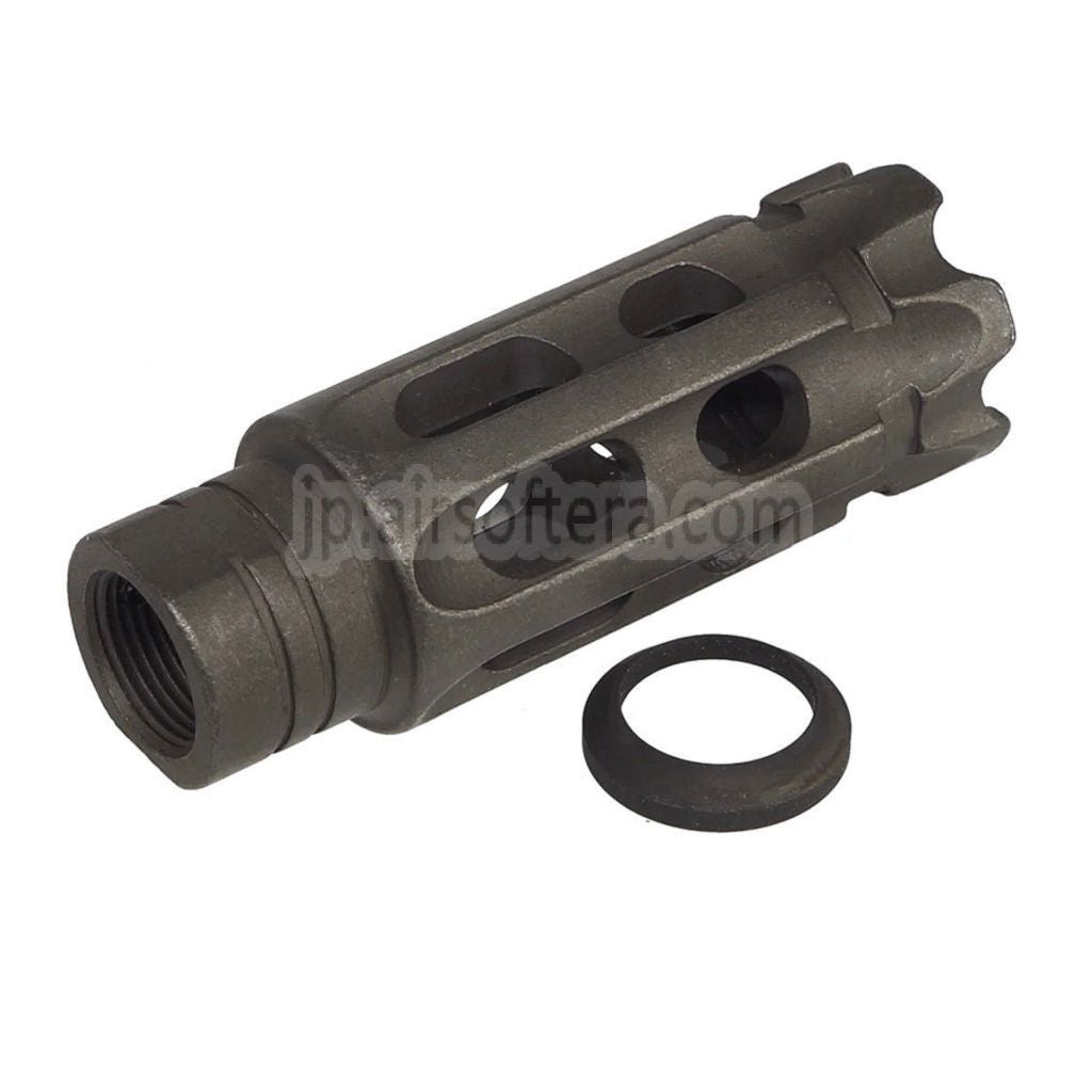 5KU 鋼鉄Mini Notalon ブリーチャーブレーキフラッシュハイダー -14mm 逆ネジ式バレルライフル用 ブラック