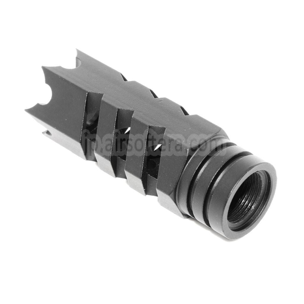64mmスパイク付きブリーチャーフラッシュハイダー -14mm逆ネジバレルライフル用 エアソフトガン