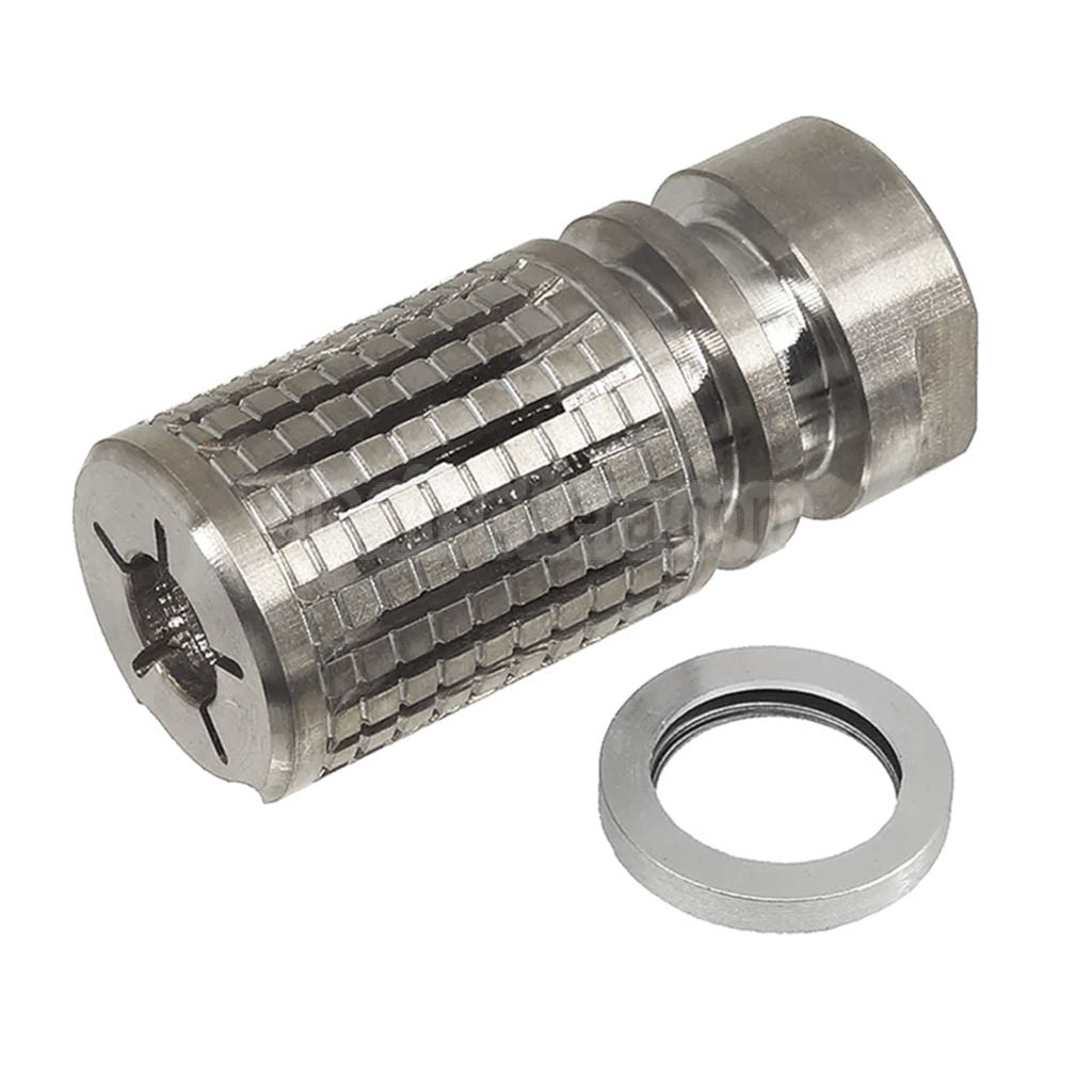 5KU ステンレススチール製 KAC PDWスタイル トリプルタップ マズルブレーキ フラッシュハイダー（-14mm CCW 反時計回りネジ式バレルライフル対応）