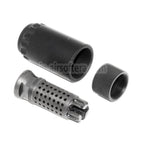 5KU 7.62テーパーマウント フラッシュコンプ&ブラストシールド フラッシュハイダー -14mm CCW 反時計回りネジバレルライフル用 ブラック