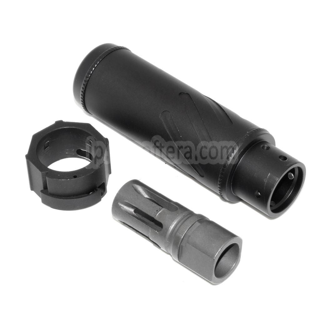 5KU 128mm/149mm SOCOM556 ミニQDサプレッサー サイレンサーB フラッシュハイダー付き -14mm CCW 反時計回りネジバレルライフルに適合 エアソフト ブラック