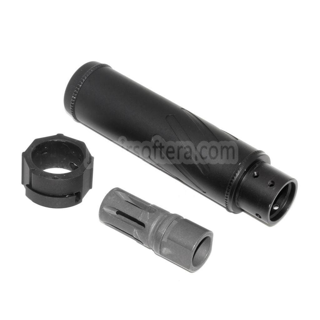 5KU 153mm/173mm SOCOM556 RC QDサプレッサー サイレンサー フラッシュハイダー付き -14mm CCW 反時計回りネジバレルライフルに適合 エアソフト ブラック