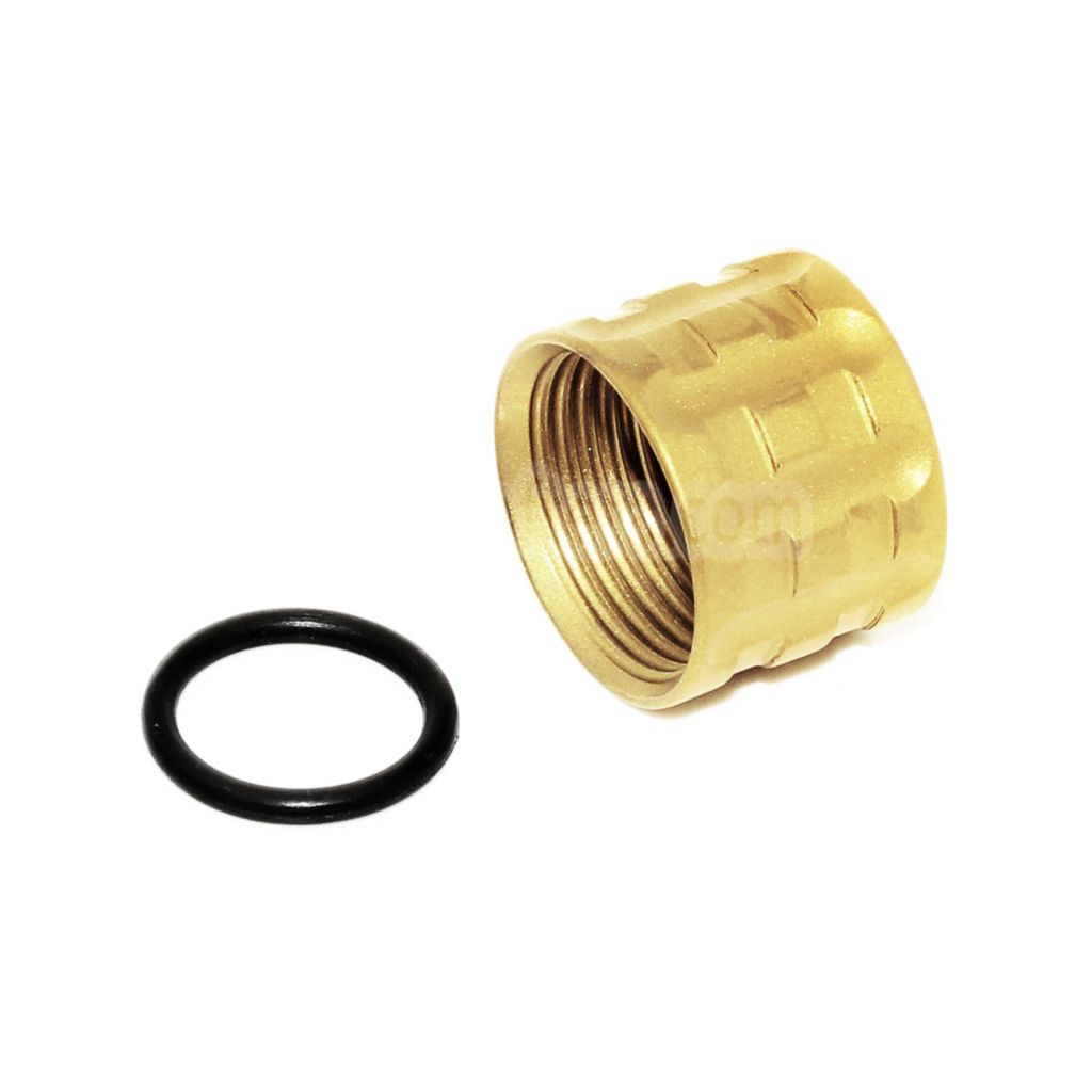 5KU TP-Pro ローレットスレッドプロテクターバレルカバー -14mm CCW 反時計回りネジ 東京マルイ G17 GBBピストル エアソフトガン対応 ゴールド