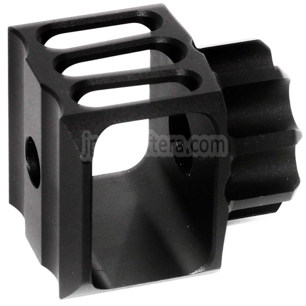 5KU CNCアルミニウム LAF-28スタイル マズルブレーキ フラッシュハイダー -14mm 反時計回りネジ バレル ライフル対応 ブラック