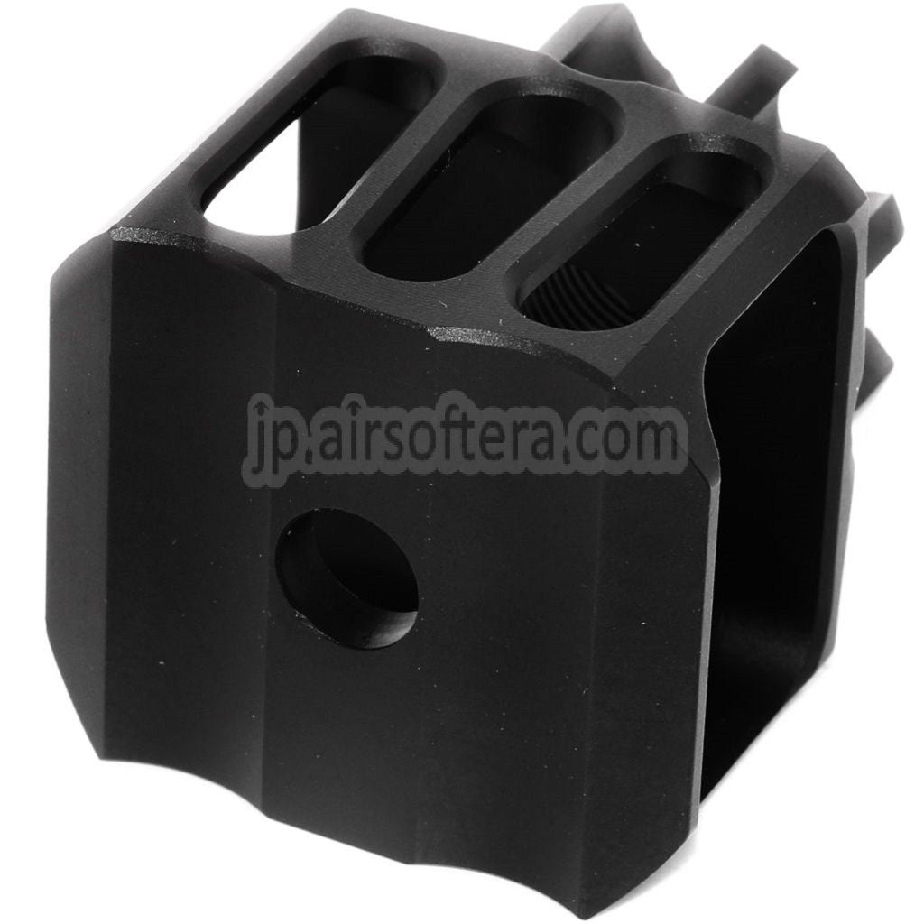 5KU CNCアルミニウム LAF-28スタイル マズルブレーキ フラッシュハイダー -14mm 反時計回りネジ バレル ライフル対応 ブラック