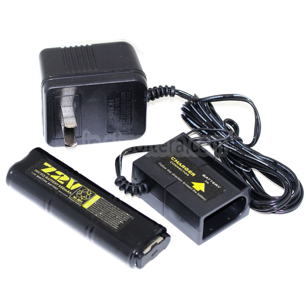 WELL 7.2V 450mAh Ni-MHバッテリーと110V USプラグ充電器 Vz61 SCORPION / MP7 / MAC10 / R2 / R4 AEGエアソフトガンに適合