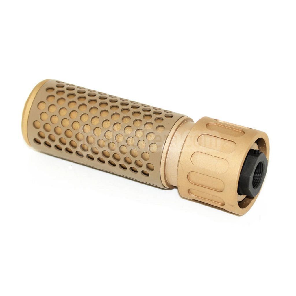 125mm 5インチ 5.56スタイル QDCサプレッサー サイレンサー フラッシュハイダー付き -14mm CCW 反時計回りネジ式バレルライフル対応 エアソフト タン