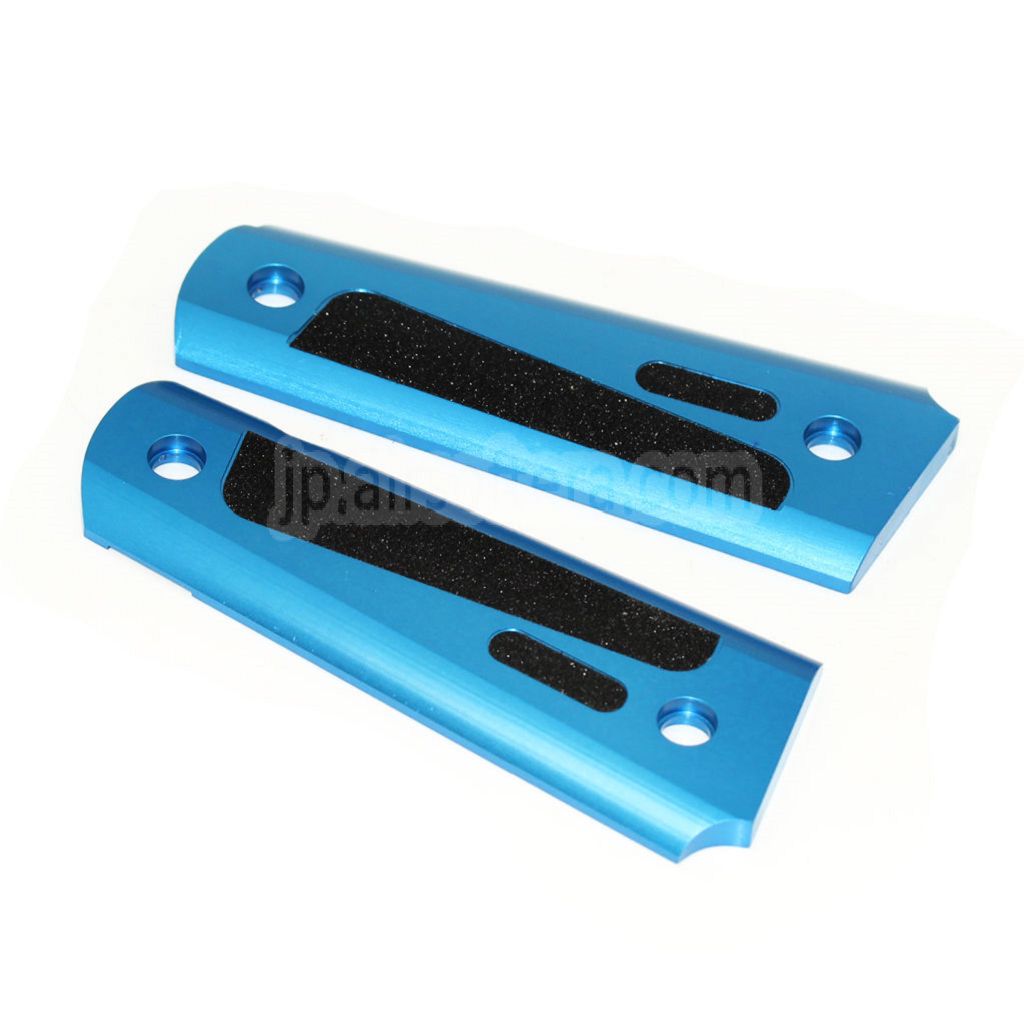 CNCアルミスティップリンググリップカバー 東京マルイ M1911 / MEUピストル対応 ブルー/ブラック