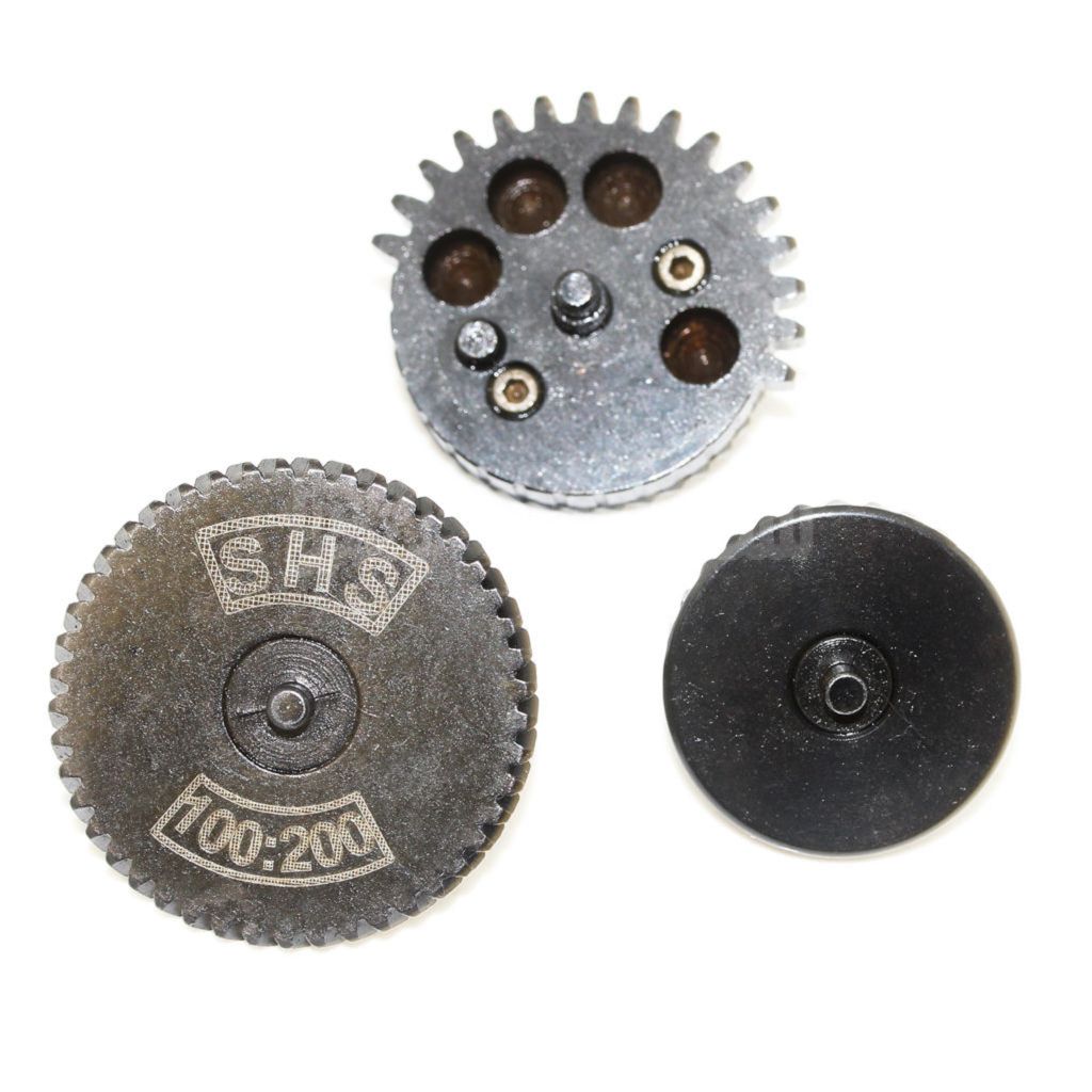 SHS スチール 低騒音 高トルク 100:200 ギアセット バージョン2/3 V2 V3 AEGギアボックスライフル エアソフトガン対応