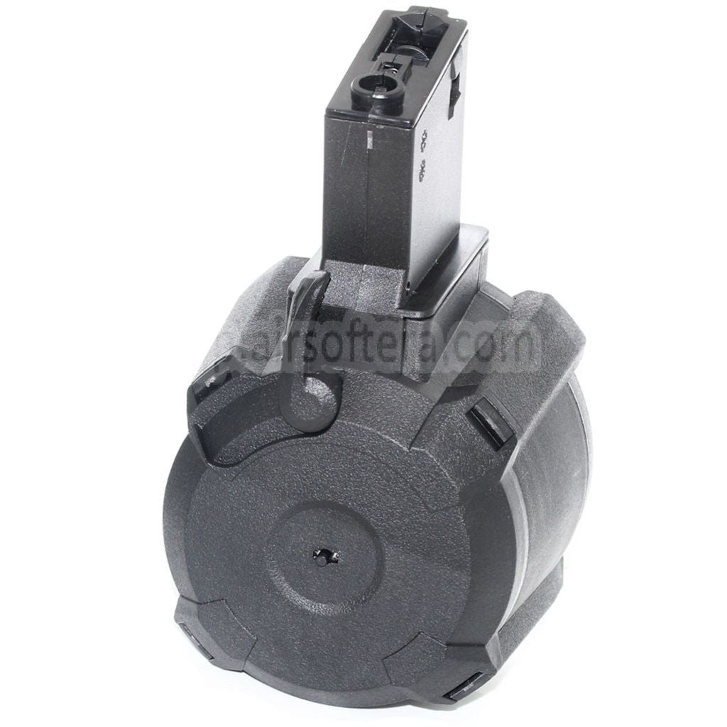 BATTLEAXE 1400発 電動ガンM4/M16シリーズ電動ガンライフル用ドラムマガジン（エアソフトガン用）ブラック