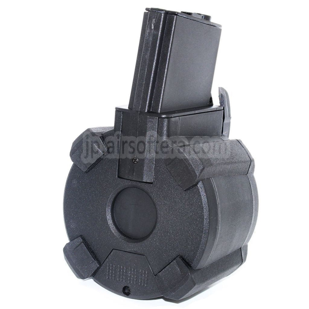 BATTLEAXE 1400発 電動ガンM4/M16シリーズ電動ガンライフル用ドラムマガジン（エアソフトガン用）ブラック