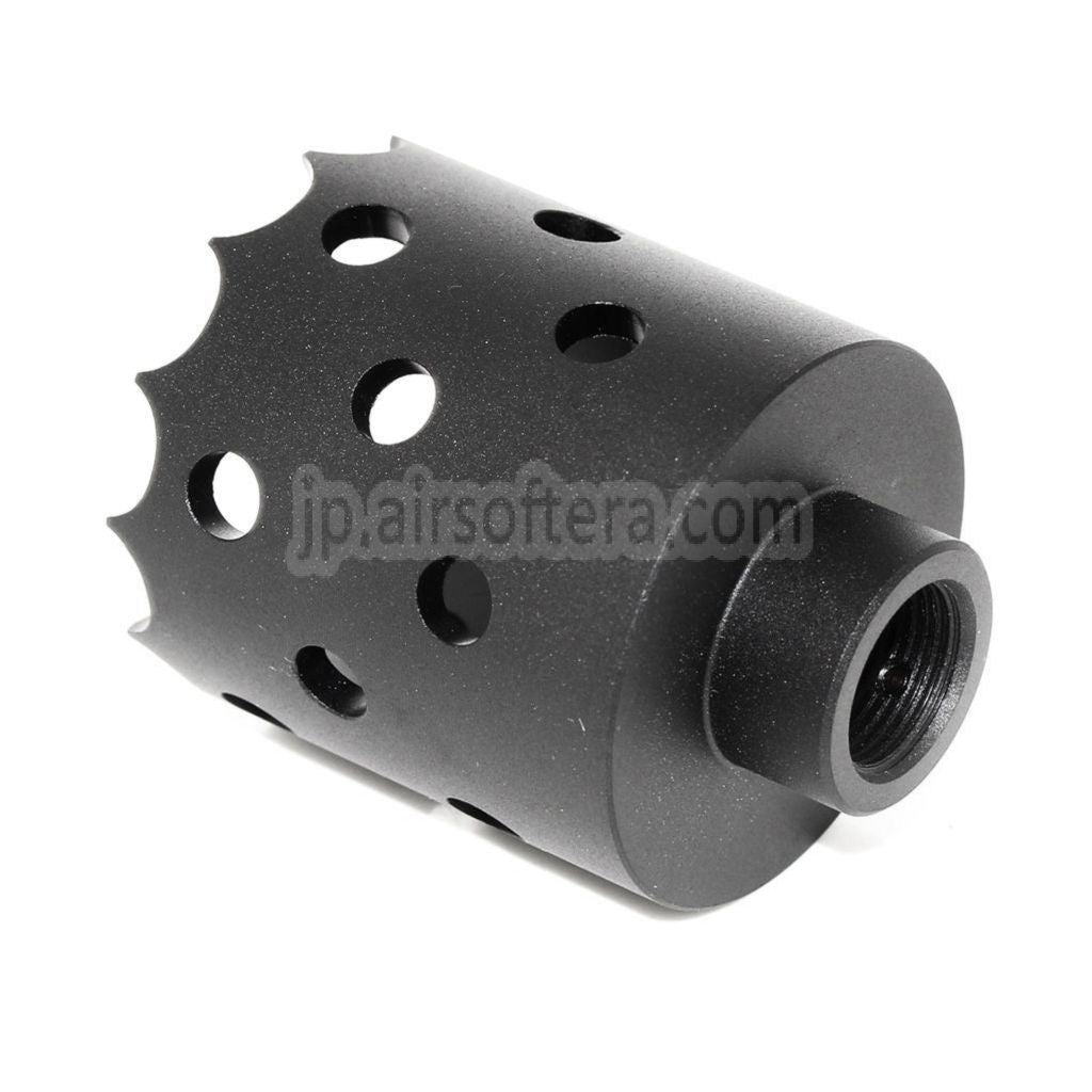 43mm/55mm ホールソー アタックスタイル メタルマズルブレーキ フラッシュハイダー -14mm CCW 反時計回り ネジ式バレル ライフル対応 ブラック