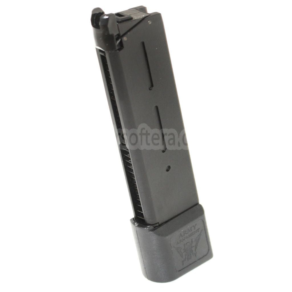 ARMY ARMAMENT 26発ガスマガジン 延長ロングタイプ KWC KJ Works DOUBLE BELL E&C 東京マルイ 1911シリーズ GBBピストル対応 エアソフトガン ブラック