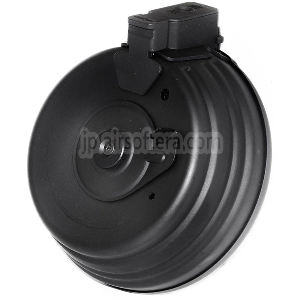 CYMA 2500発 鋼板製ワイヤード&サウンドコントロール電動ドラムマガジン EU 220V プラグ付き充電器 AK シリーズ AEG ライフル エアソフトガン対応 ブラック