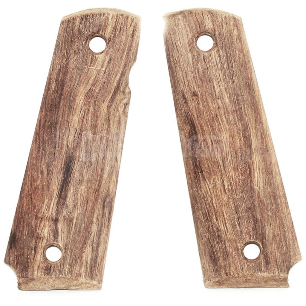 リアルウッドグリップカバー DOUBLE BELL ARMY AW WE KJ 東京マルイ M1911 M.E.U シリーズ70 M45A1 WARRIOR GBBピストルエアソフト用  ブラウン