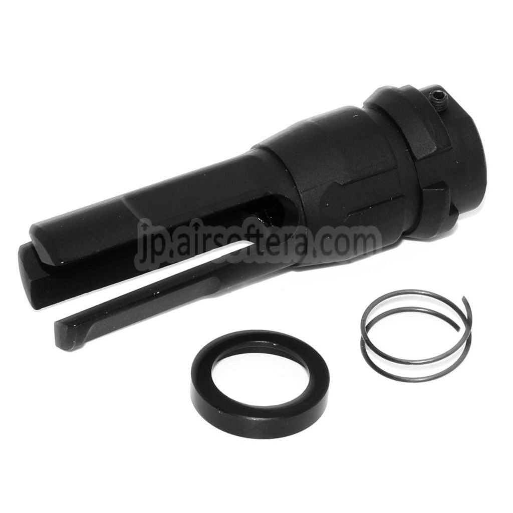APS 70mm 3プロングマズルブレーキ フラッシュハイダー -14mm 逆ネジバレル ライフル エアソフトガン対応 ブラック