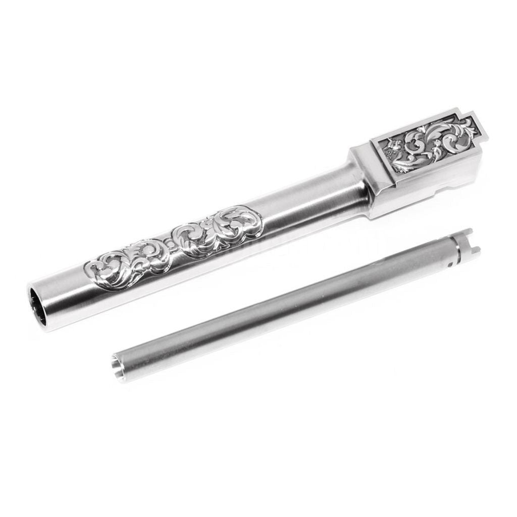 ARCHIVES CUSTOM カービングパターン インナーバレル&アウターバレルセット WE (WE-TECH) G34 G35 GBBピストル対応 エアソフトガン シルバー