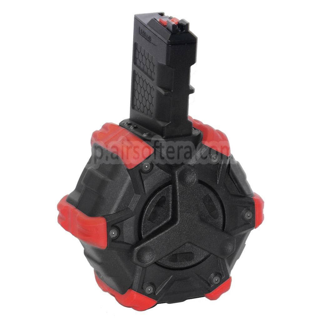 ARMORER WORKS AW カスタム 350発ガスアダプティブドラムマガジン WE (WE-TECH)オープンボルトタイプ L85 / SCAR-L / R5C / T65 / HK416 / AR対応M4 M16 GBBライフル