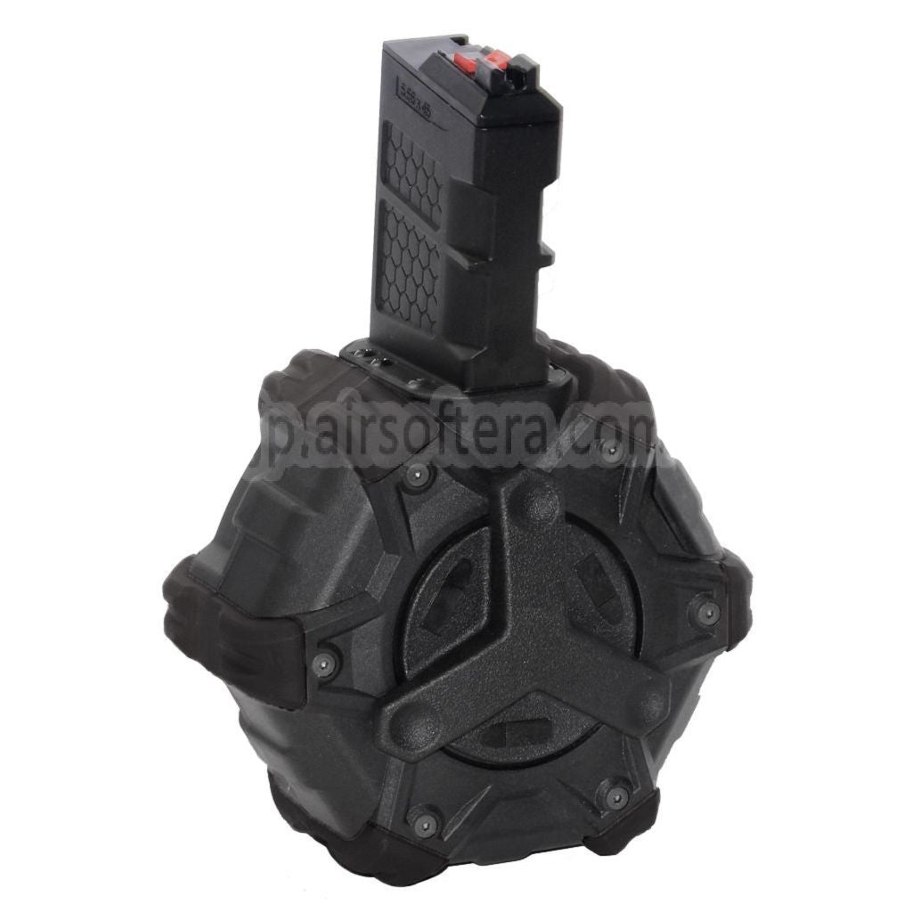 ARMORER WORKS AW カスタム 350発ガスアダプティブドラムマガジン WE (WE-TECH)オープンボルトタイプ L85 / SCAR-L / R5C / T65 / HK416 / AR対応M4 M16 GBBライフル