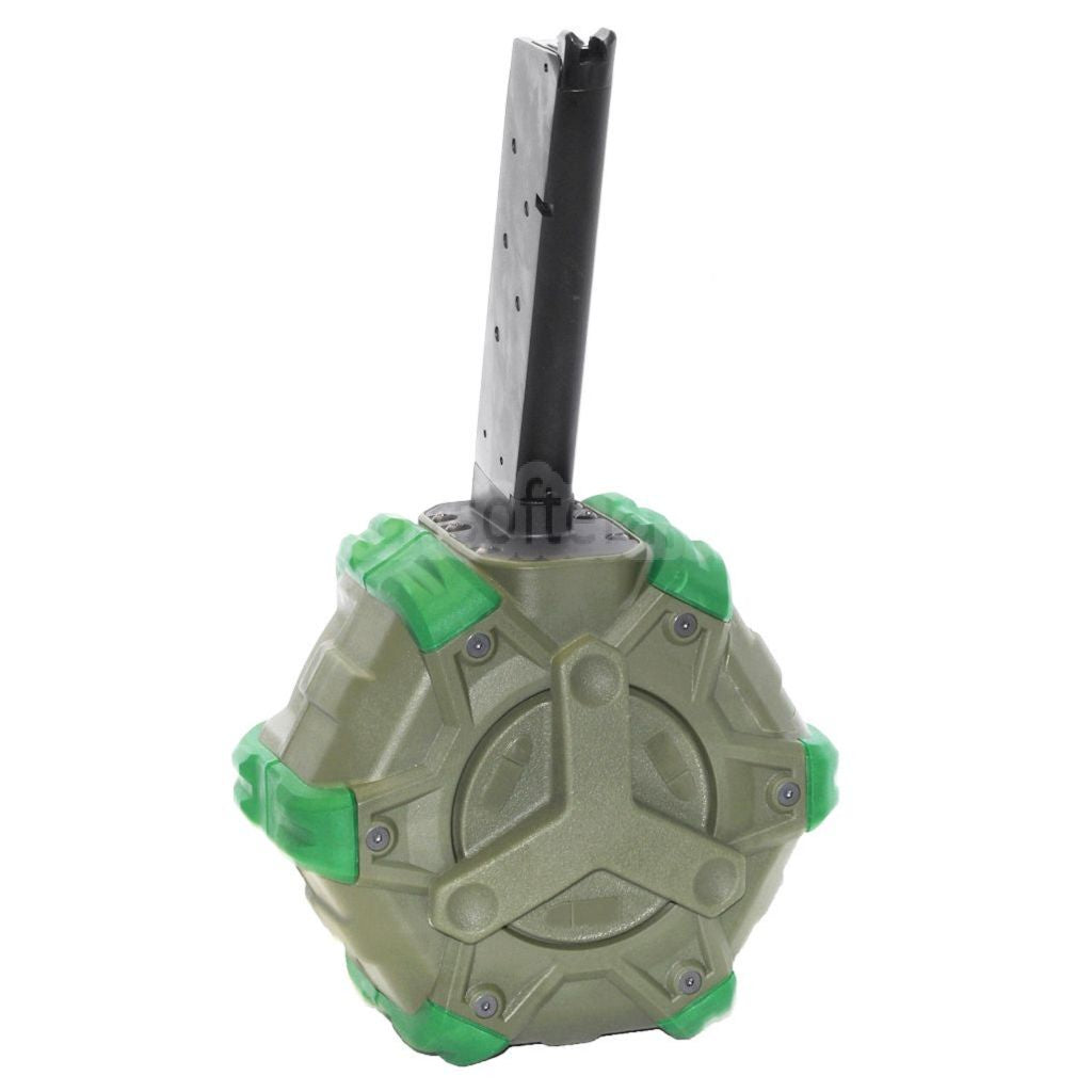 WE (WE-TECH) 350発ガスドラムマガジン EMG SAI RED / AW NEシリーズ / WE シングルスタック 1911 GBBピストル対応