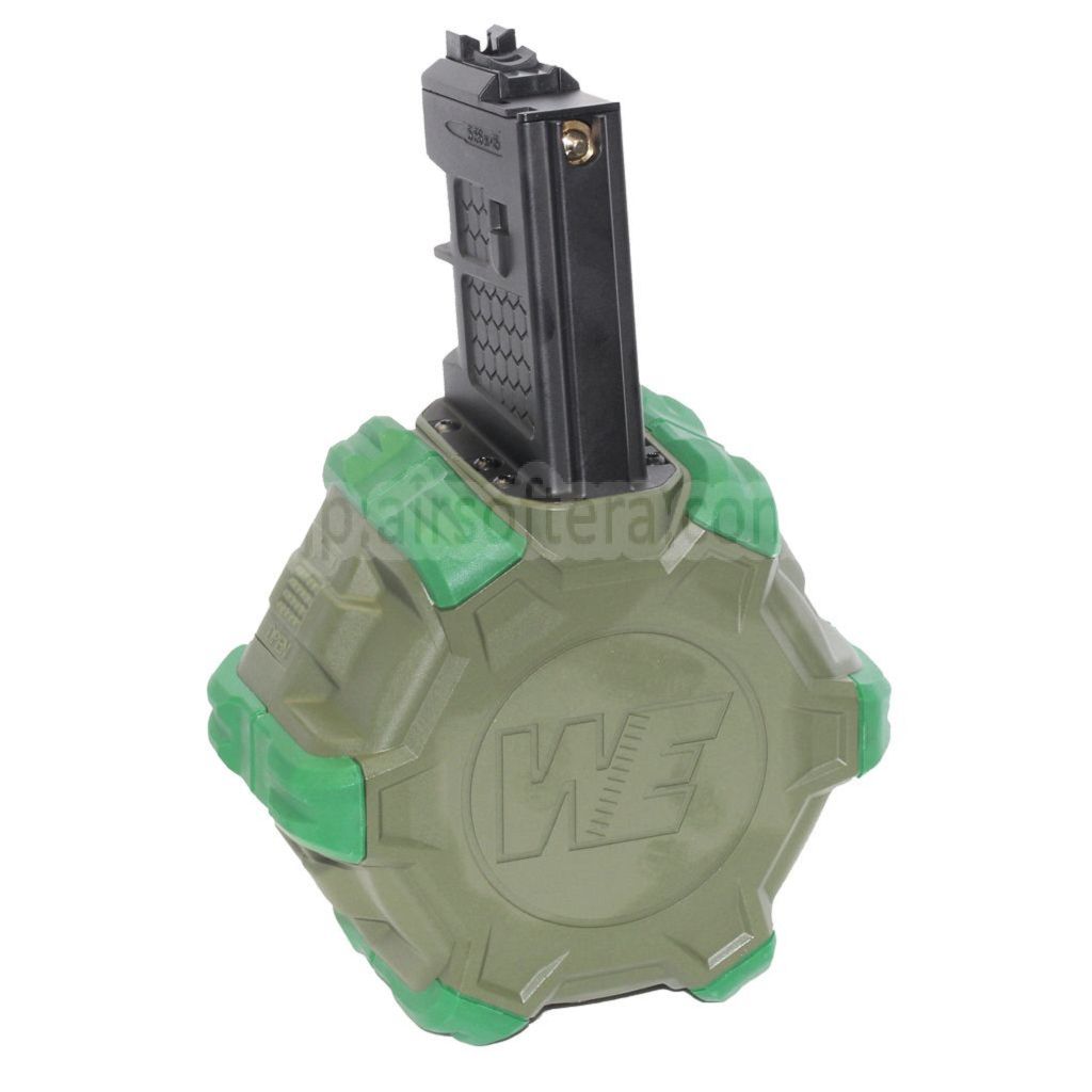 WE (WE-TECH) 350発ガスドラムマガジン WEオープンボルトタイプ L85 / SCAR-L / R5C対応/ T65 / HK416 / AR M4 M16 GBBライフル