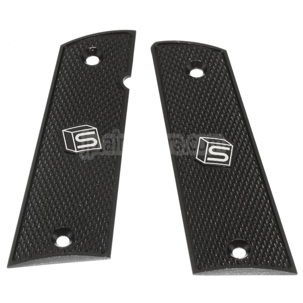 EMGライセンスSAI™ REDグリップカバー（ロゴ付き）EMG SAI RED DSダブルスタック1911シリーズGBBピストルエアソフトガン用ブラック