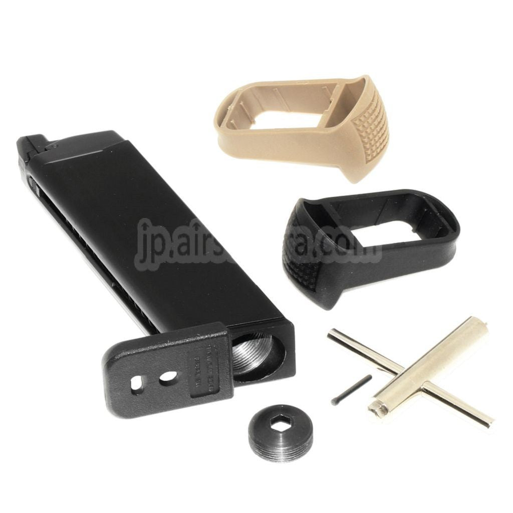 WE (WE-TECH) 25発CO2マガジンバルブ キーグリップ延長セット G17 G18C G34 G35 GシリーズGBBピストル対応 エアソフトガン ブラック