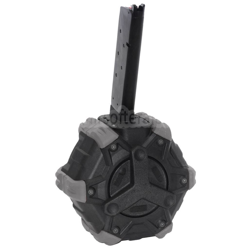 ARMORER WORKS AW カスタム 350発ガスアダプティブドラムマガジン EMG SAI RED / AW NEシリーズ / WE (WE-TECH) シングルスタック 1911 GBBピストル対応