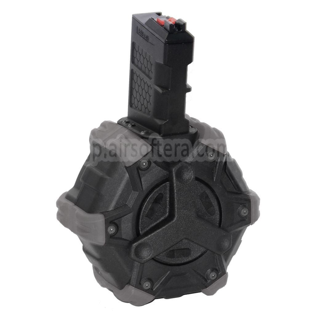 ARMORER WORKS AW カスタム 350発ガスアダプティブドラムマガジン WE (WE-TECH)オープンボルトタイプ L85 / SCAR-L / R5C / T65 / HK416 / AR対応M4 M16 GBBライフル