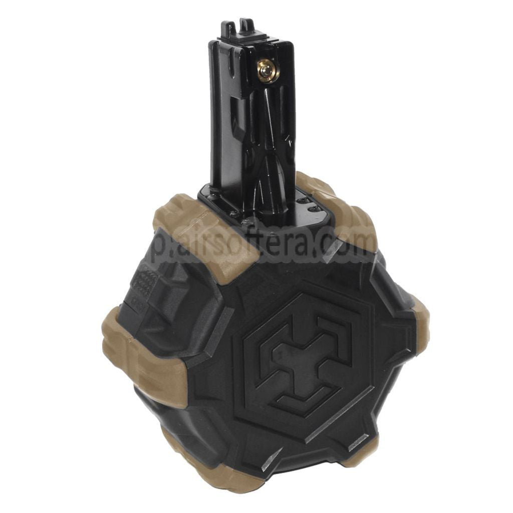 ARMORER WORKS AWカスタム 350発ガスアダプティブドラムマガジン WE (WE-TECH) AP APACHE MP5シリーズ GBBライフル