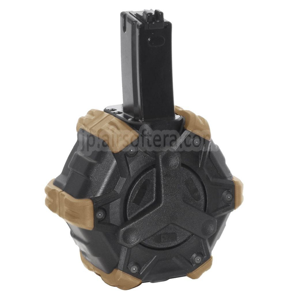 ARMORER WORKS AWカスタム 350発ガスアダプティブドラムマガジン WE (WE-TECH) AP APACHE MP5シリーズ GBBライフル