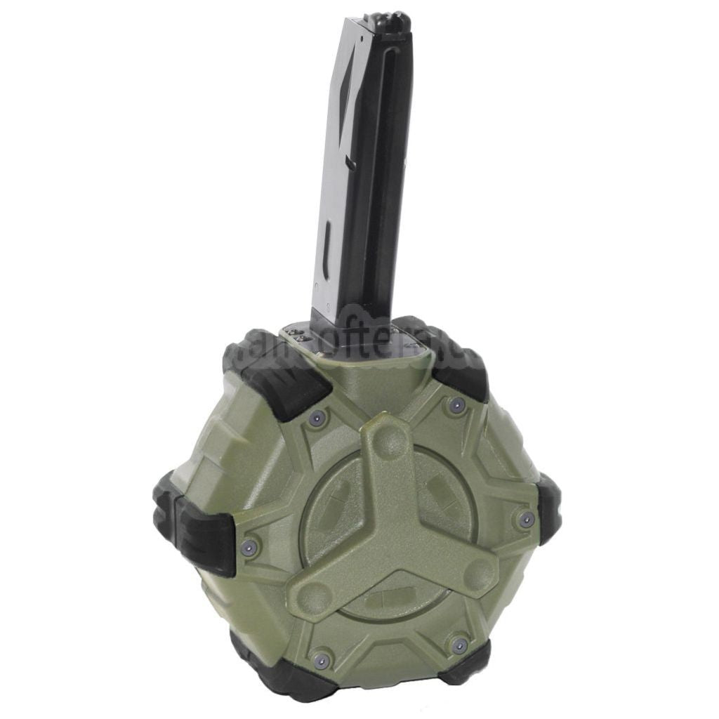 WE (WE-TECH) 350発ガスドラムマガジン AW MBシリーズ / KJW / WE / 東京マルイ M9 M92 GBBピストル対応