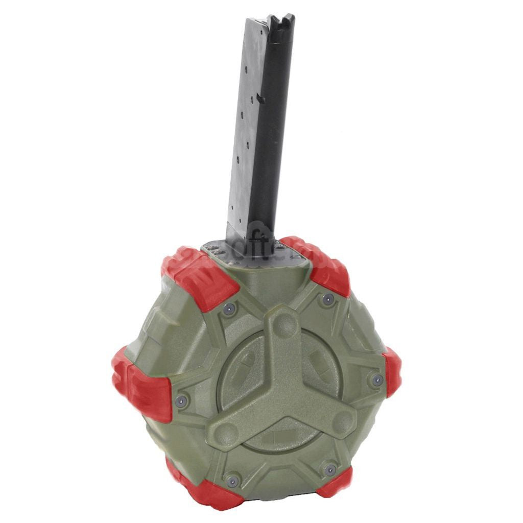 WE (WE-TECH) 350発ガスドラムマガジン EMG SAI RED / AW NEシリーズ / WE シングルスタック 1911 GBBピストル対応