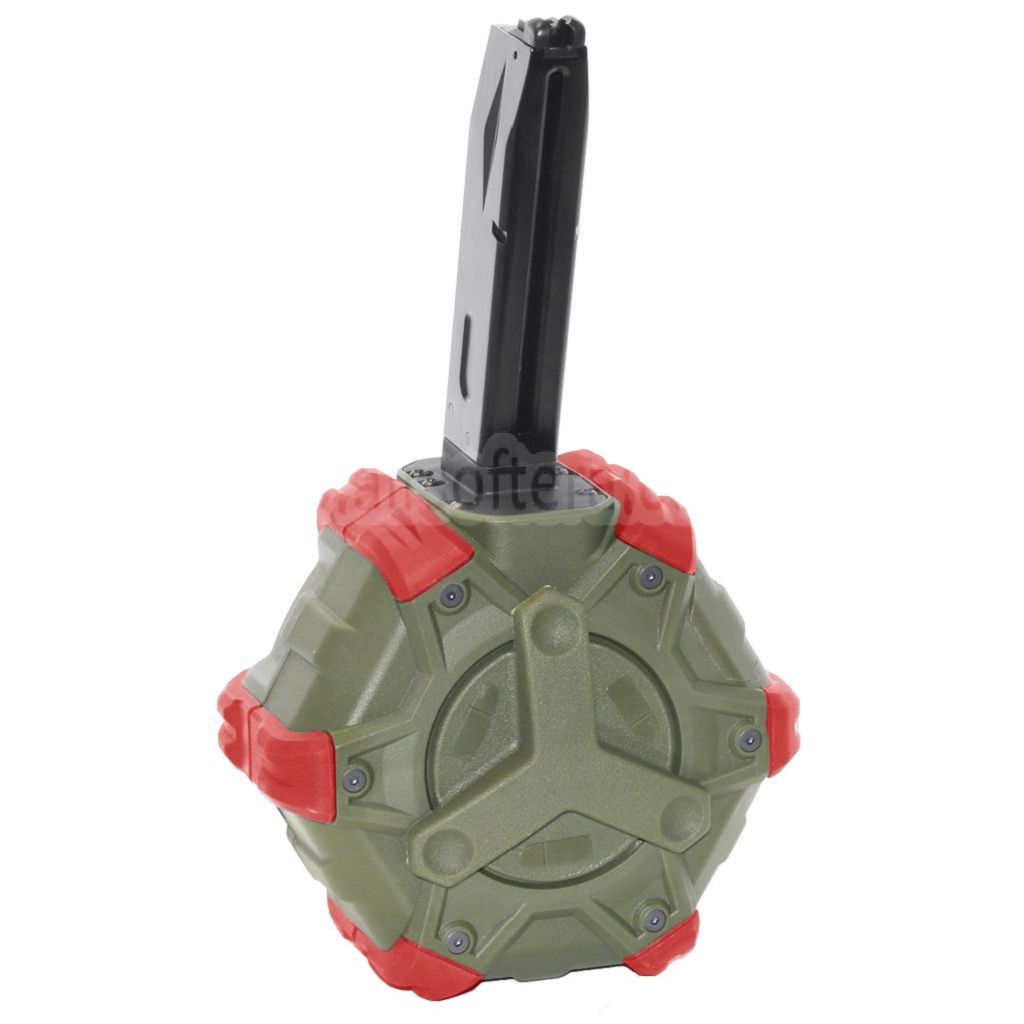 WE (WE-TECH) 350発ガスドラムマガジン AW MBシリーズ / KJW / WE / 東京マルイ M9 M92 GBBピストル対応