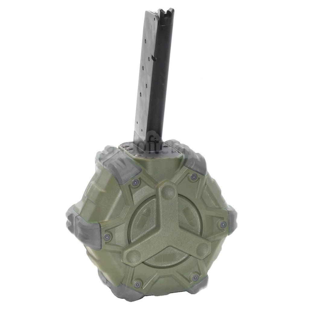 WE (WE-TECH) 350発ガスドラムマガジン EMG SAI RED / AW NEシリーズ / WE シングルスタック 1911 GBBピストル対応