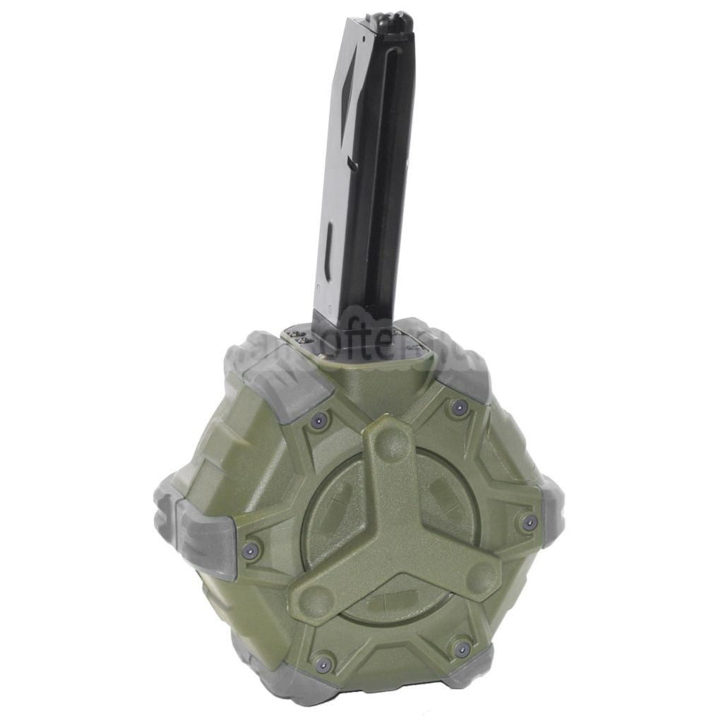 WE (WE-TECH) 350発ガスドラムマガジン AW MBシリーズ / KJW / WE / 東京マルイ M9 M92 GBBピストル対応