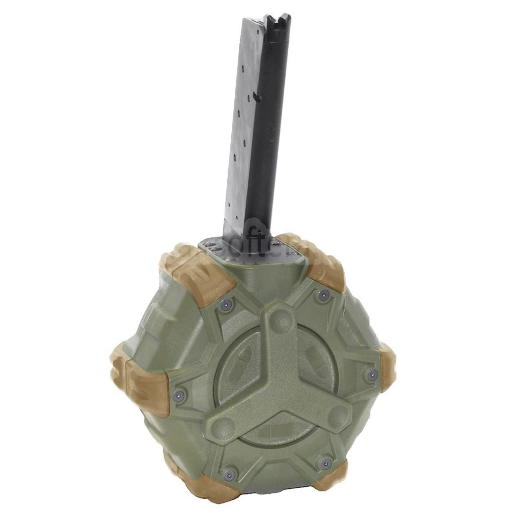 WE (WE-TECH) 350発ガスドラムマガジン EMG SAI RED / AW NEシリーズ / WE シングルスタック 1911 GBBピストル対応