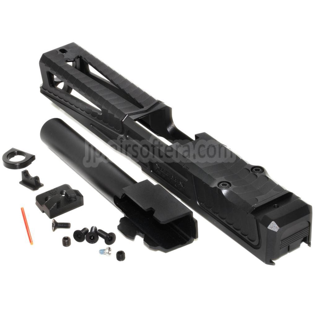 5KU CNC RMRカット バレルスライドセット ウィンドウカット 東京マルイ G17シリーズ GBBピストル対応 ブラック