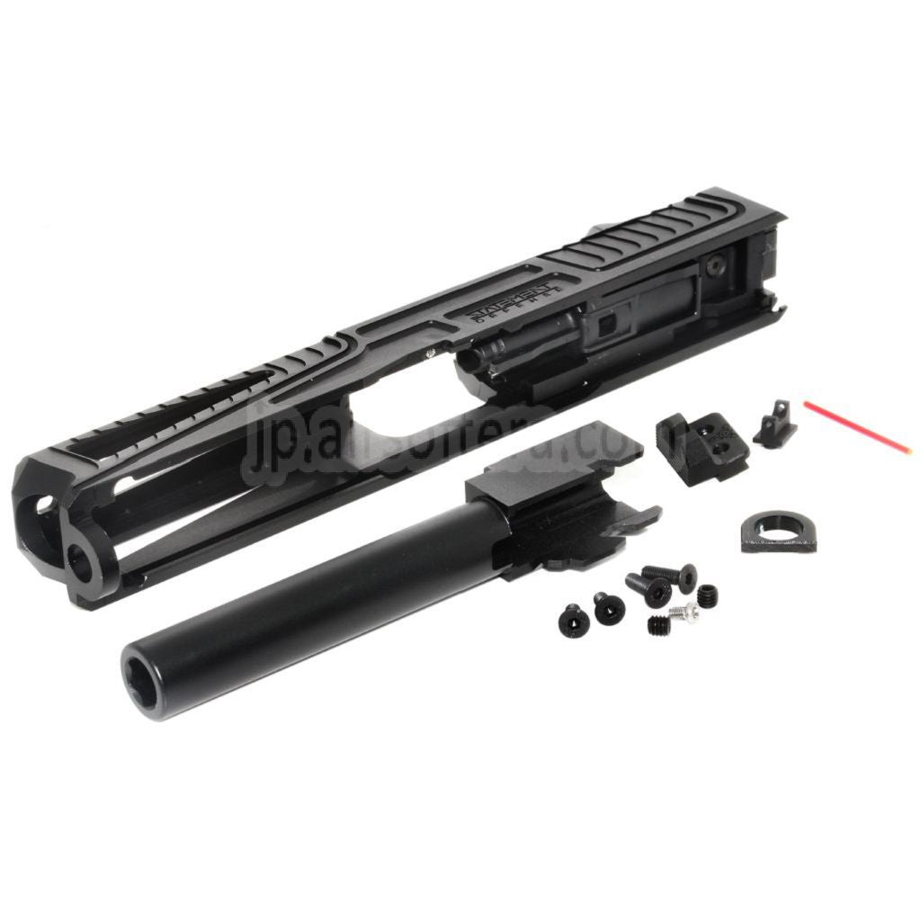 5KU CNC RMRカット バレルスライドセット ウィンドウカット 東京マルイ G17シリーズ GBBピストル対応 ブラック