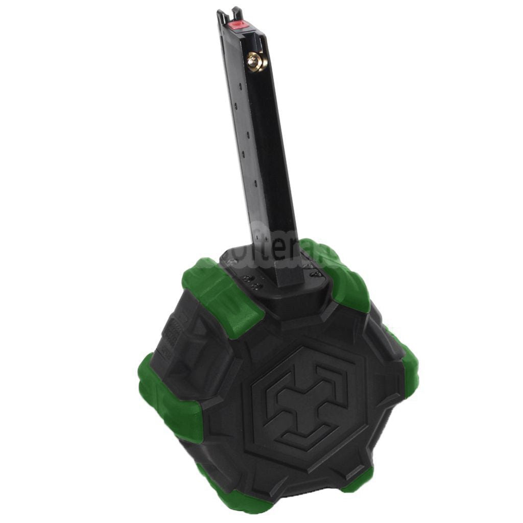 ARMORER WORKS AW カスタム 350発ガスアダプティブドラムマガジン EMG SAI RED / AW NEシリーズ / WE (WE-TECH) シングルスタック 1911 GBBピストル対応