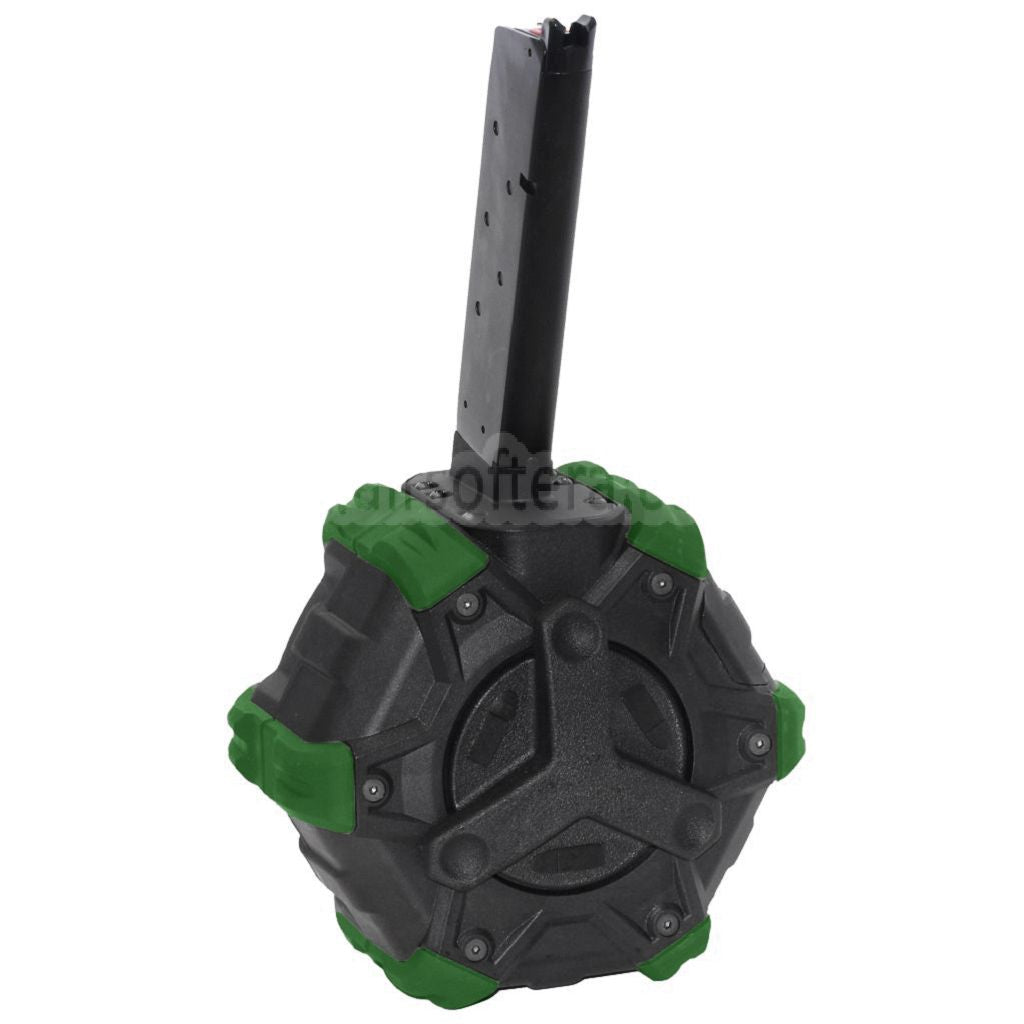 ARMORER WORKS AW カスタム 350発ガスアダプティブドラムマガジン EMG SAI RED / AW NEシリーズ / WE (WE-TECH) シングルスタック 1911 GBBピストル対応