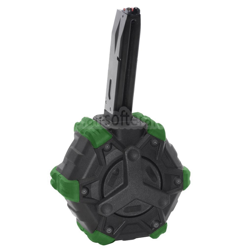 ARMORER WORKS AW カスタム 350発ガスアダプティブドラムマガジン AW MBシリーズ / KJW / WE (WE-TECH) / 東京マルイ M9 M92 GBBピストル対応