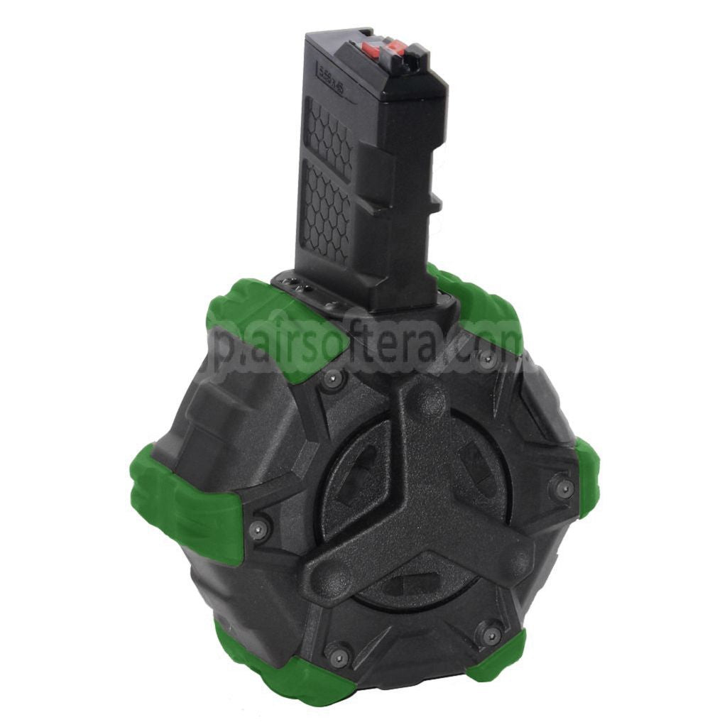 ARMORER WORKS AW カスタム 350発ガスアダプティブドラムマガジン WE (WE-TECH)オープンボルトタイプ L85 / SCAR-L / R5C / T65 / HK416 / AR対応M4 M16 GBBライフル