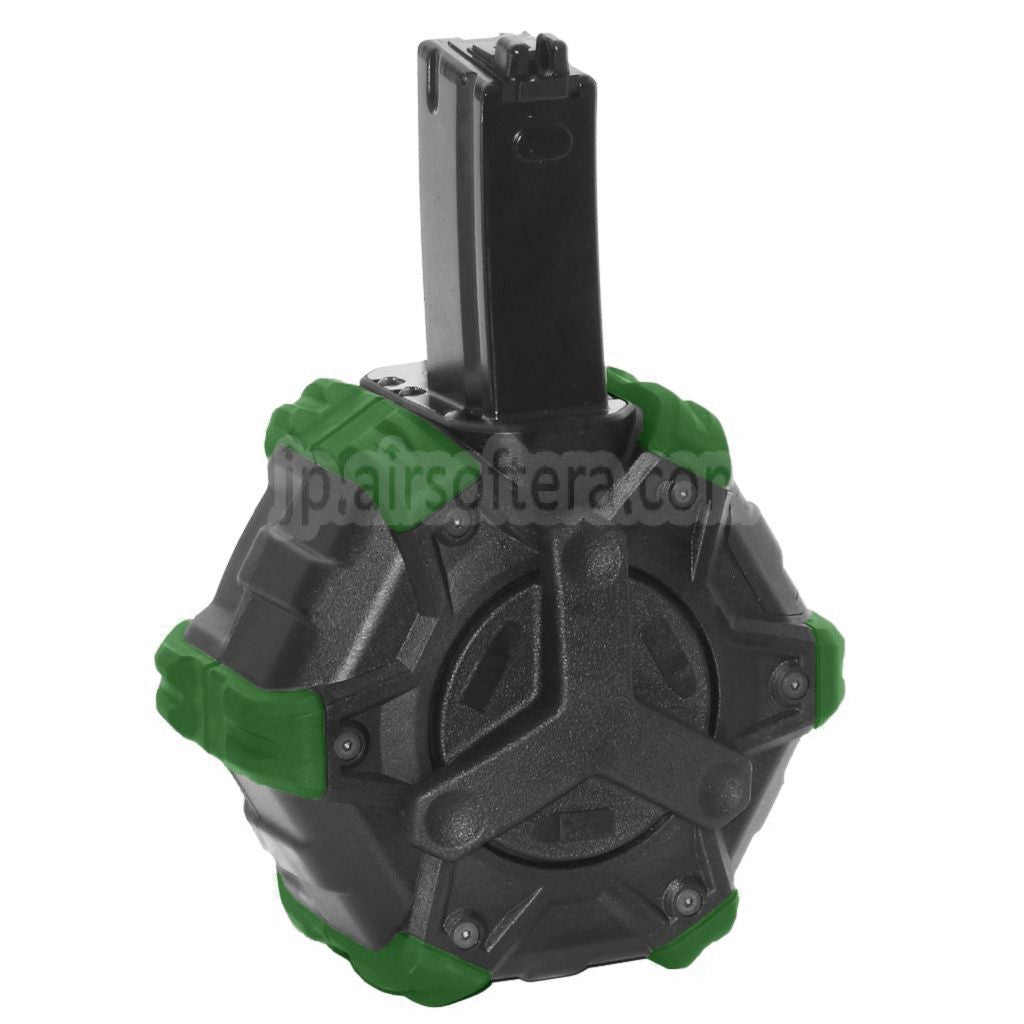 ARMORER WORKS AWカスタム 350発ガスアダプティブドラムマガジン WE (WE-TECH) AP APACHE MP5シリーズ GBBライフル