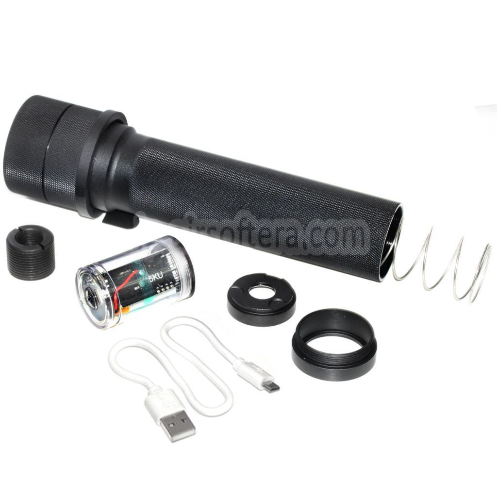 5KU PBS-1 サイレンサーサプレッサー（スピットファイアトレーサー付き）-14mm CCW 反時計回りネジバレル AKシリーズライフル用 エアソフトガン ブラック