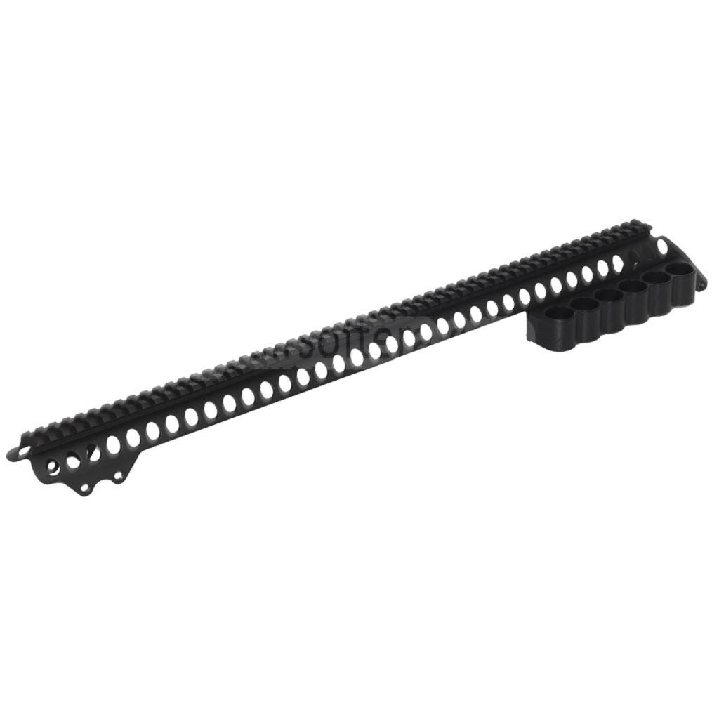 CYMA 537mm アルミトップレールシステム 6シェルキャリアホルダー付き CYMA 東京マルイ M870シリーズ ショットガン エアソフトガン対応 ブラック