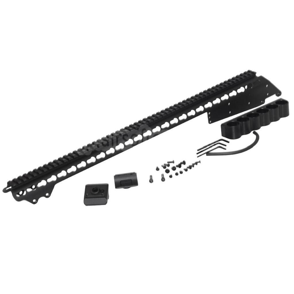 CYMA 537mm アルミキーモッドトップレールシステム 6シェルキャリアホルダー付き CYMA 東京マルイ M870シリーズ ショットガン エアソフトガン対応 ブラック