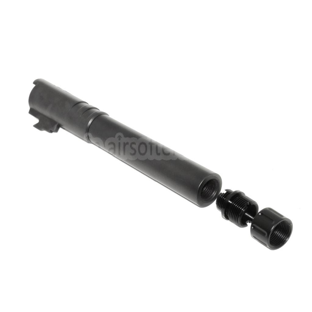 AIP 123mm/127mm スレッドアウターバレル アダプター&カバー付き 東京マルイ HI-CAPA 5.1 GBBピストル対応 ブラック